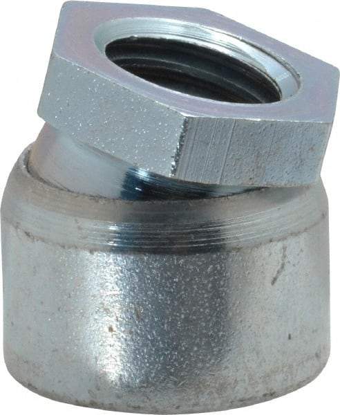 Vlier - 5/8-11, 11/16" Pad Diam, Uncoated Bottom, Steel Toggle Pad - 7/16 Depth, 1" OAL, 7/8" Width Across Flats, Zinc Plated Gold Chromate, 15° Swivel Angle - Eagle Tool & Supply