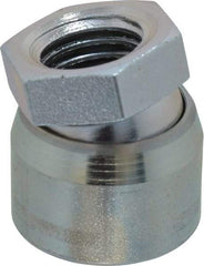 Vlier - 3/4-10, 1-1/4" Pad Diam, Uncoated Bottom, Steel Toggle Pad - 5/8 Depth, 1-11/32" OAL, 1-1/16" Width Across Flats, Zinc Plated Gold Chromate, 15° Swivel Angle - Eagle Tool & Supply
