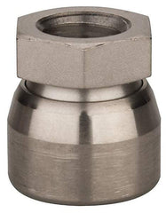 Vlier - 1/2-13, 7/8" Pad Diam, Uncoated Bottom, Stainless Steel Toggle Pad - 7/16 Depth, 15/16" OAL, 3/4" Width Across Flats, 15° Swivel Angle - Eagle Tool & Supply