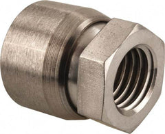 Vlier - 3/4-10, 1-1/4" Pad Diam, Uncoated Bottom, Stainless Steel Toggle Pad - 5/8 Depth, 1-11/32" OAL, 1-1/16" Width Across Flats, 15° Swivel Angle - Eagle Tool & Supply