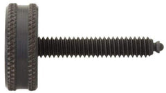 Vlier - 3/8-16 Knurled Shoulderless Swivel Pad Tip Steel Thumb Screw - 3-1/2" OAL, 1-1/4" Head Diam x 1/2" Head Height, Black Oxide Finish - Eagle Tool & Supply
