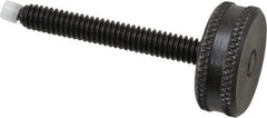 Vlier - 1/4-20 Knurled Shoulderless Swivel Pad Tip Steel Thumb Screw - 2-3/8" OAL, 1" Head Diam x 3/8" Head Height, Black Oxide Finish - Eagle Tool & Supply
