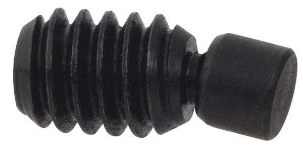 Gibraltar - 5/16-18, 3/4" OAL, Alloy Steel, Swivel Pad - Delrin Pad, Black Oxide Finish, 1/4" Pad Diam, 35/64" Thread Length, 7.5° Swivel Angle, 5/32" Hex Key - Eagle Tool & Supply