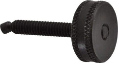 Vlier - 1/4-20 Knurled Shoulderless Swivel Pad Tip Steel Thumb Screw - 1-7/8" OAL, 1" Head Diam x 3/8" Head Height, Black Oxide Finish - Eagle Tool & Supply