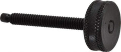 Vlier - 1/4-20 Knurled Shoulderless Swivel Pad Tip Steel Thumb Screw - 2-3/8" OAL, 1" Head Diam x 3/8" Head Height, Black Oxide Finish - Eagle Tool & Supply