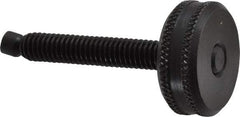 Vlier - 5/16-18 Knurled Shoulderless Swivel Pad Tip Steel Thumb Screw - 2-7/16" OAL, 1-1/8" Head Diam x 7/16" Head Height, Black Oxide Finish - Eagle Tool & Supply