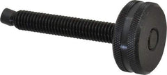 Vlier - 3/8-16 Knurled Shoulderless Swivel Pad Tip Steel Thumb Screw - 3" OAL, 1-1/4" Head Diam x 1/2" Head Height, Black Oxide Finish - Eagle Tool & Supply