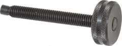 Vlier - 3/8-16 Knurled Shoulderless Swivel Pad Tip Steel Thumb Screw - 3-1/2" OAL, 1-1/4" Head Diam x 1/2" Head Height, Black Oxide Finish - Eagle Tool & Supply