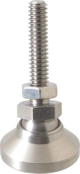 Vlier - 1/4-20 Bolt Thread, Studded Pivotal Stud Mount Leveling Pad & Mount - 1,100 Max Lb Capacity, 1" Base Diam - Eagle Tool & Supply