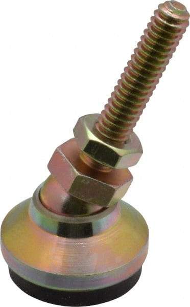 Vlier - 1/4-20 Bolt Thread, Studded Pivotal Stud Mount Leveling Pad & Mount - 800 Max Lb Capacity, 1" Base Diam - Eagle Tool & Supply