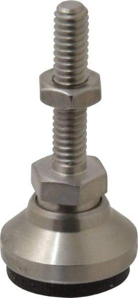 Vlier - 1/4-20 Bolt Thread, Studded Pivotal Stud Mount Leveling Pad & Mount - 1,400 Max Lb Capacity, 1" Base Diam - Eagle Tool & Supply