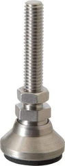Vlier - 3/8-16 Bolt Thread, Studded Pivotal Stud Mount Leveling Pad & Mount - 3,750 Max Lb Capacity, 1-1/4" Base Diam - Eagle Tool & Supply