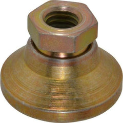 Vlier - 3750 Lb Capacity, 3/8-16 Thread, 7/8" OAL, Steel Stud, Tapped Pivotal Socket Mount Leveling Pad - 1-1/4" Base Diam, Steel Pad, 5/8" Hex - Eagle Tool & Supply