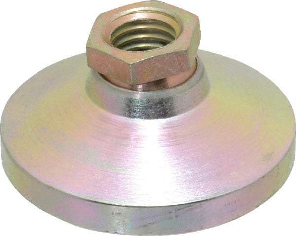 Vlier - 6000 Lb Capacity, 5/8-11 Thread, 1-1/4" OAL, Steel Stud, Tapped Pivotal Socket Mount Leveling Pad - 2-1/2" Base Diam, Steel Pad, 7/8" Hex - Eagle Tool & Supply
