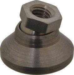 Vlier - 3750 Lb Capacity, 3/8-16 Thread, 7/8" OAL, Stainless Steel Stud, Tapped Pivotal Socket Mount Leveling Pad - 1-1/4" Base Diam, Stainless Steel Pad, 5/8" Hex - Eagle Tool & Supply