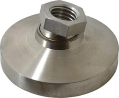 Vlier - 7200 Lb Capacity, 3/4-10 Thread, 1-1/2" OAL, Stainless Steel Stud, Tapped Pivotal Socket Mount Leveling Pad - 3" Base Diam, Stainless Steel Pad, 1-1/16" Hex - Eagle Tool & Supply