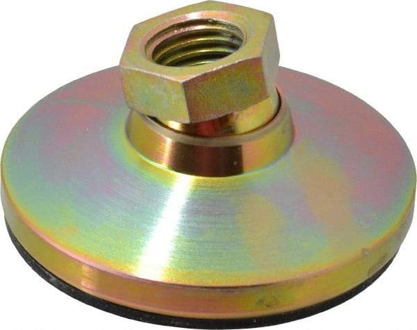 Vlier - 16400 Lb Capacity, 1-8 Thread, 1-7/8" OAL, Steel Stud, Tapped Pivotal Socket Mount Leveling Pad - 4" Base Diam, Elastomer Pad, 1-3/8" Hex - Eagle Tool & Supply
