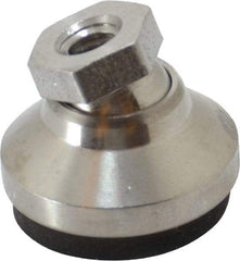 Vlier - 800 Lb Capacity, 1/4-20 Thread, 45/64" OAL, Stainless Steel Stud, Tapped Pivotal Socket Mount Leveling Pad - 1" Base Diam, Elastomer Pad, 1/2" Hex - Eagle Tool & Supply