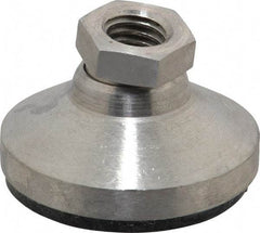 Vlier - 3750 Lb Capacity, 1/2-13 Thread, 1-1/8" OAL, Stainless Steel Stud, Tapped Pivotal Socket Mount Leveling Pad - 1-7/8" Base Diam, Elastomer Pad, 3/4" Hex - Eagle Tool & Supply