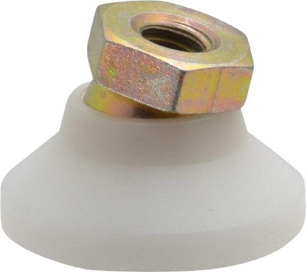 Vlier - 200 Lb Capacity, 1/4-20 Thread, 45/64" OAL, Steel Stud, Tapped Pivotal Socket Mount Leveling Pad - 1" Base Diam, Delrin Pad, 1/2" Hex - Eagle Tool & Supply