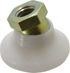 Vlier - 300 Lb Capacity, 3/8-16 Thread, 7/8" OAL, Steel Stud, Tapped Pivotal Socket Mount Leveling Pad - 1-1/4" Base Diam, Delrin Pad, 5/8" Hex - Eagle Tool & Supply