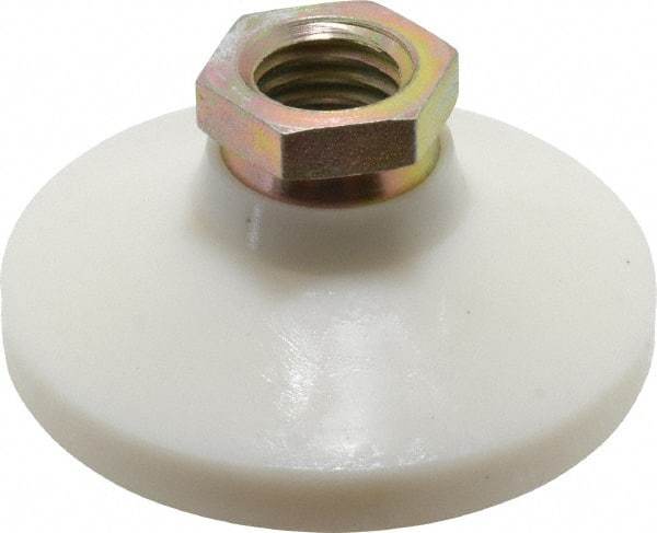 Vlier - 1200 Lb Capacity, 5/8-11 Thread, 1-1/4" OAL, Steel Stud, Tapped Pivotal Socket Mount Leveling Pad - 2-1/2" Base Diam, Delrin Pad, 7/8" Hex - Eagle Tool & Supply