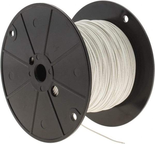 Alpha Wire - 22 AWG, 7 Strand, 305 m OAL, Tinned Copper Hook Up Wire - White PVC Jacket, 0.062" Diam - Eagle Tool & Supply