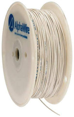 Alpha Wire - 22 AWG, 1 Strand, 305 m OAL, Tinned Copper Hook Up Wire - White PVC Jacket, 0.057" Diam - Eagle Tool & Supply