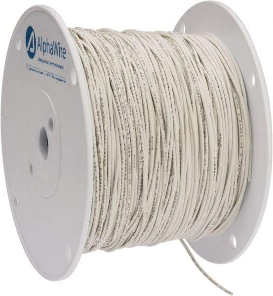 Alpha Wire - 18 AWG, 16 Strand, 305 m OAL, Tinned Copper Hook Up Wire - White PVC Jacket, 0.079" Diam - Eagle Tool & Supply