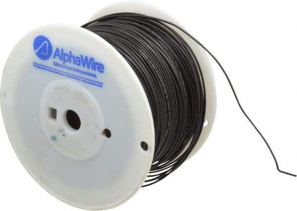 Alpha Wire - 18 AWG, 1 Strand, 305 m OAL, Tinned Copper Hook Up Wire - Black PVC Jacket, 0.072" Diam - Eagle Tool & Supply