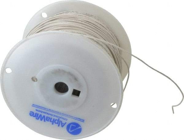 Alpha Wire - 18 AWG, 1 Strand, 305 m OAL, Tinned Copper Hook Up Wire - White PVC Jacket, 0.072" Diam - Eagle Tool & Supply