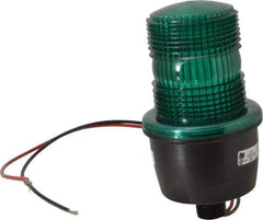 Federal Signal Corp - 12 to 48 VDC, 4X NEMA Rated, Strobe Tube, Green, Low Profile Mini Strobe Light - 65 to 95 Flashes per min, 1/2 Inch Pipe, 3-1/8 Inch Diameter, 5.8 Inch High, IP66 Ingress Rating, Pipe Mount - Eagle Tool & Supply