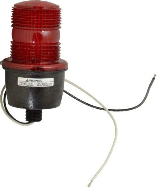 Federal Signal Corp - 120 VAC, 4X NEMA Rated, Strobe Tube, Red, Low Profile Mini Strobe Light - 65 to 95 Flashes per min, 1/2 Inch Pipe, 3-1/8 Inch Diameter, 5.8 Inch High, IP66 Ingress Rating, Pipe Mount - Eagle Tool & Supply