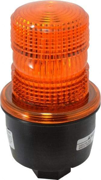 Federal Signal Corp - 12 to 48 VDC, 4X NEMA Rated, Strobe Tube, Amber, Low Profile Mini Strobe Light - 65 to 95 Flashes per min, 1/2 Inch Pipe, 3-1/8 Inch Diameter, 5.7 Inch High, IP66 Ingress Rating, Pipe Mount - Eagle Tool & Supply