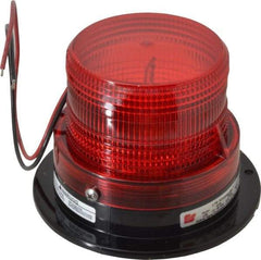 Federal Signal Corp - 12 to 48 VDC, 4X NEMA Rated, Strobe Tube, Red, Low Profile Mini Strobe Light - 65-95 Flashes per min, 5 Inch Diameter, 3-5/8 Inch High, IP65 Ingress Rating, Surface Mount - Eagle Tool & Supply