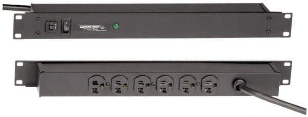 Wiremold - 6 Outlets, 120 Volts, 20 Amps, 6' Cord, Power Outlet Strip - 1 Circuits, Rack Mount, 5-15P NEMA Configuration, 19" Strip, cULus, UL Listed File 1449 - Eagle Tool & Supply