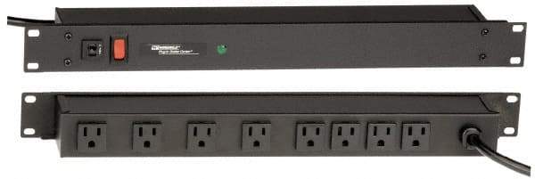 Wiremold - 8 Outlets, 120 Volts, 15 Amps, 15' Cord, Power Outlet Strip - 1 Circuits, Rack Mount, 5-15R NEMA Configuration, 19" Strip, cULus, UL Listed File 1449 - Eagle Tool & Supply