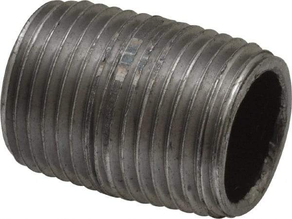 Value Collection - Schedule 40, 1/2" Diam x 1-1/8" Long Steel Black Pipe Nipple - Threaded - Eagle Tool & Supply