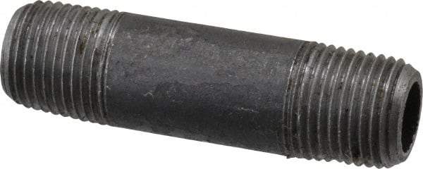 Value Collection - Schedule 40, 1/8" Diam x 1-1/2" Long Steel Black Pipe Nipple - Threaded - Eagle Tool & Supply