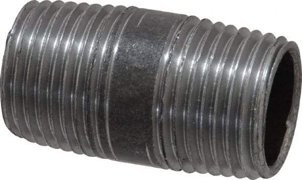 Value Collection - Schedule 40, 1/2" Diam x 1-1/2" Long Steel Black Pipe Nipple - Threaded - Eagle Tool & Supply