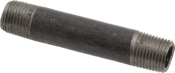 Value Collection - Schedule 40, 1/8" Diam x 2" Long Steel Black Pipe Nipple - Threaded - Eagle Tool & Supply