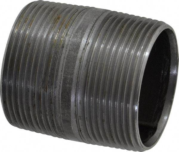 Value Collection - Schedule 40, 1-1/2" Diam x 2" Long Steel Black Pipe Nipple - Threaded - Eagle Tool & Supply