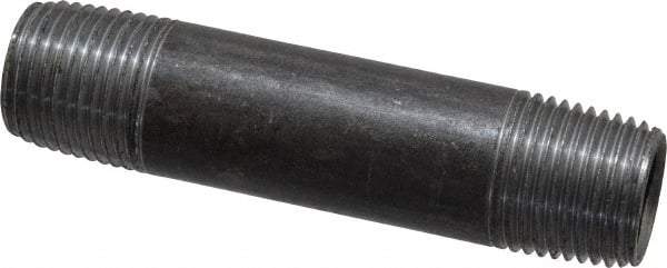 Value Collection - Schedule 40, 1/2" Diam x 3-1/2" Long Steel Black Pipe Nipple - Threaded - Eagle Tool & Supply