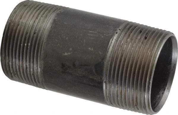 B&K Mueller - Schedule 40, 1-1/2" Diam x 3-1/2" Long Steel Black Pipe Nipple - Threaded - Eagle Tool & Supply