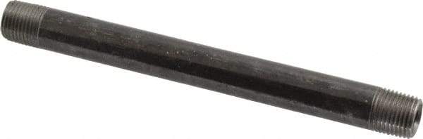 Value Collection - Schedule 40, 1/8" Diam x 4" Long Steel Black Pipe Nipple - Threaded - Eagle Tool & Supply