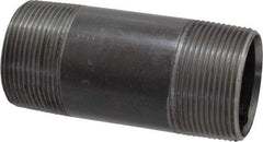 Value Collection - Schedule 40, 1-1/2" Diam x 4" Long Steel Black Pipe Nipple - Threaded - Eagle Tool & Supply