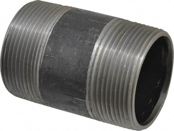 B&K Mueller - Schedule 40, 2-1/2" Diam x 4" Long Steel Black Pipe Nipple - Threaded - Eagle Tool & Supply