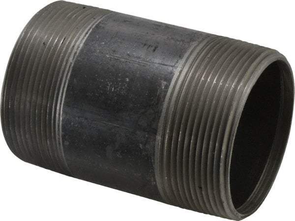 B&K Mueller - Schedule 40, 3" Diam x 5" Long Steel Black Pipe Nipple - Threaded - Eagle Tool & Supply