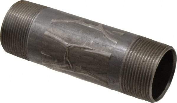 B&K Mueller - Schedule 40, 1-1/2" Diam x 5-1/2" Long Steel Black Pipe Nipple - Threaded - Eagle Tool & Supply