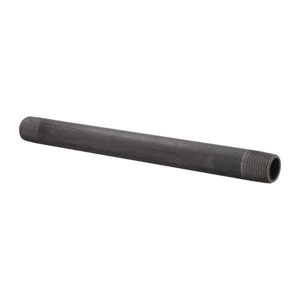 B&K Mueller - Schedule 40, 1/2" Diam x 9" Long Steel Black Pipe Nipple - Threaded - Eagle Tool & Supply